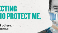 An ad showing a man wearing a mask with the slogan: "I'm protecting those who protect me. Mask up to protect others."